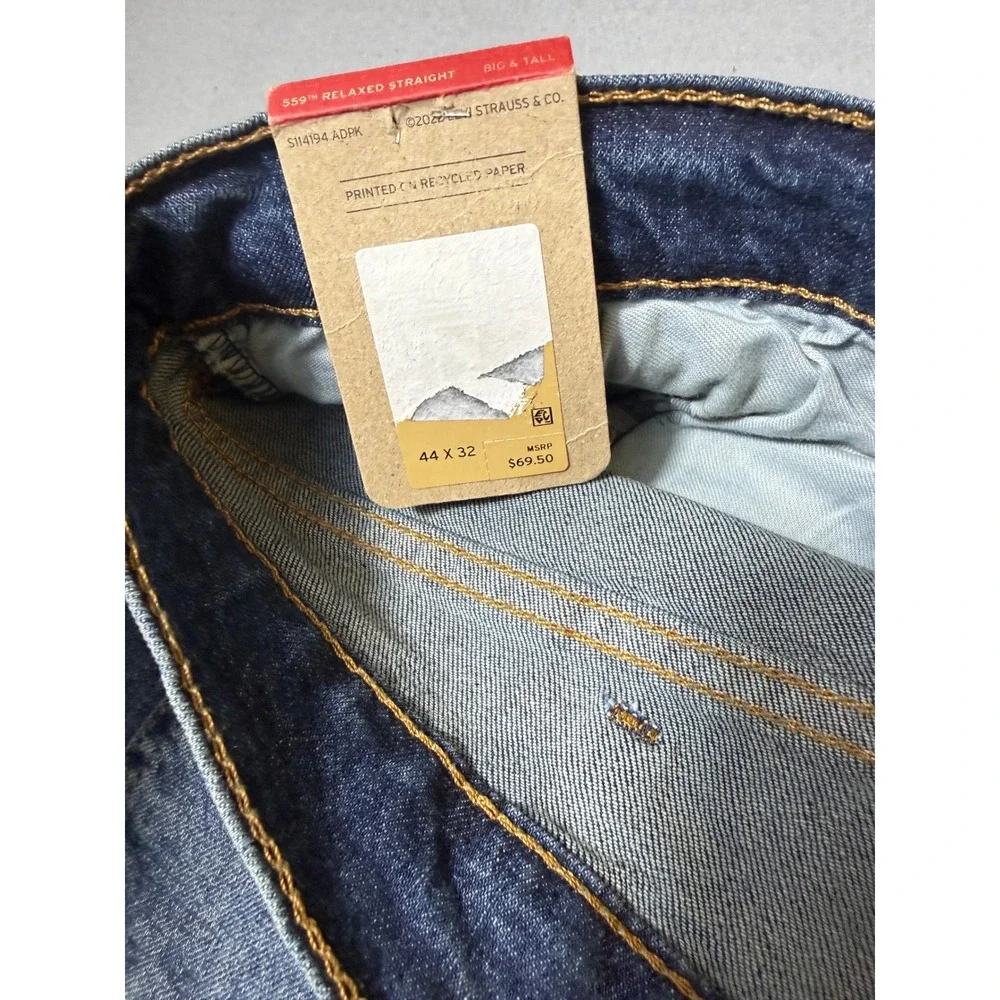 Levis 559 Relaxed Straight Mens Jeans 44x32 Blue NEW Stretch 01559-0086
